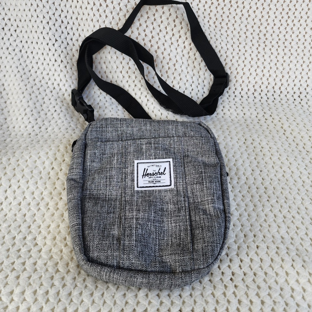 HERSCHEL small grey‎ CROSS BODY travel bag adjustable strap phone holder UNISEX